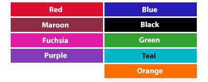 Available imprint colors